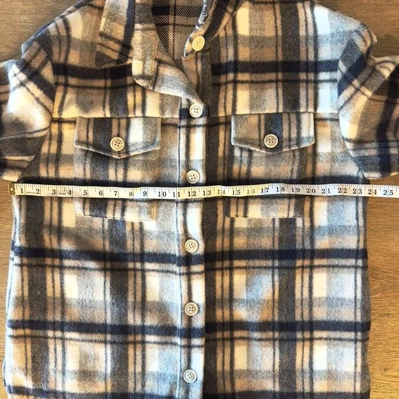 Evereve Simone Plaid Shacket-Soft Brushed‎ Fleece Button Down Jacket-NWOT-Size L - Picture 6 of 16